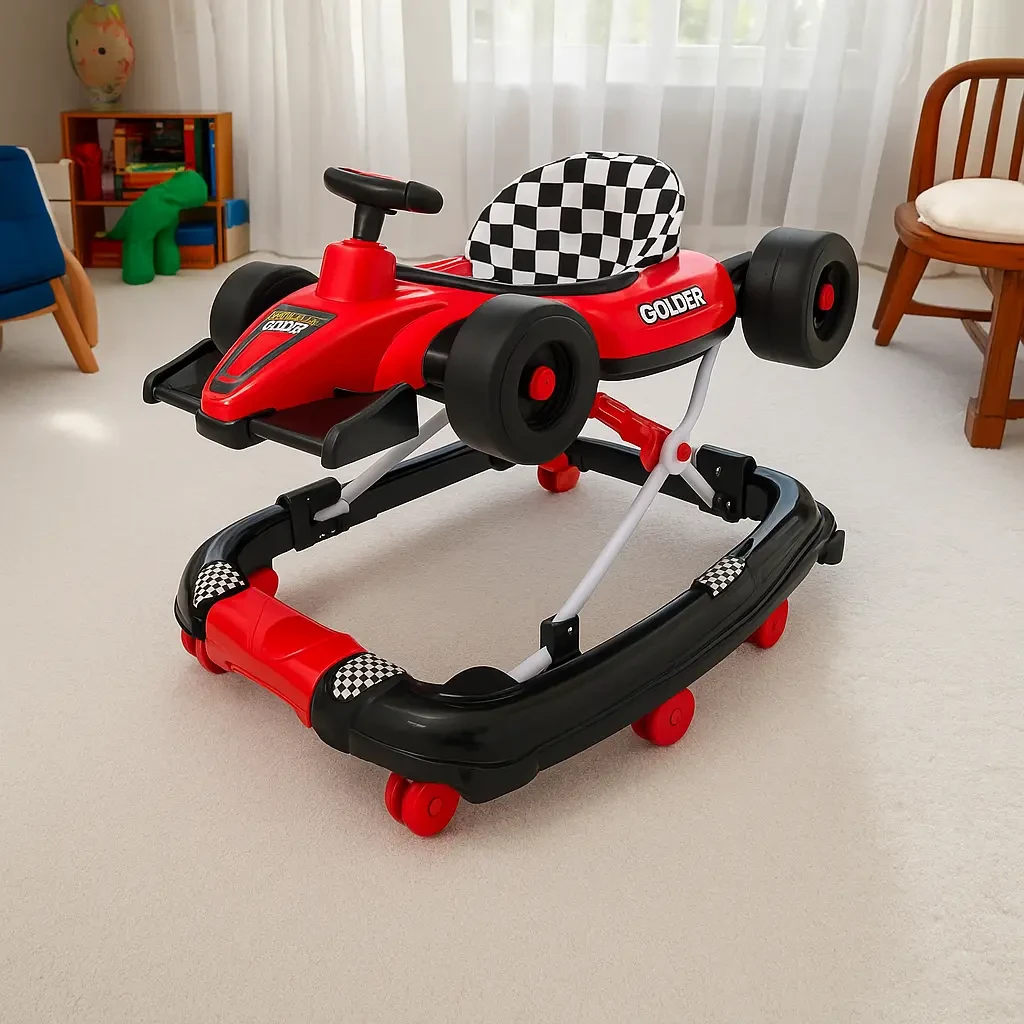 Formula Racer Baby Walker – Red Sports Car Design with Music & Lights